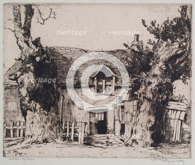 Duhen's Pig Farm, 1907. Creator: Martin Hardie.