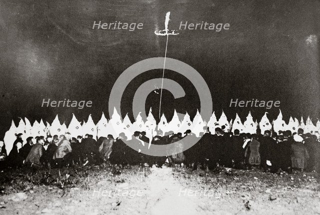 Ku Klux Klan initiation ceremony near Brunswick, Maryland, USA, c1920s(?). Artist: Unknown