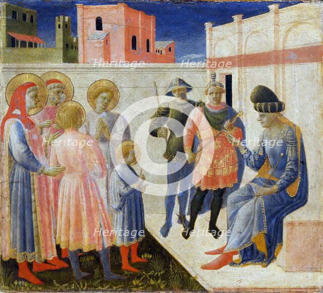 The Saints Cosmas and Damian with their Brothers before the Proconsul Lysias..., c. 1440. Creator: Angelico, Fra Giovanni, da Fiesole (ca. 1400-1455).