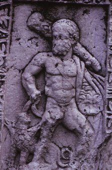 Hercules with Cerberus from a Sarcophagus in Asia Minor (Hellenstic Period), 20th century. Artist: Unknown.