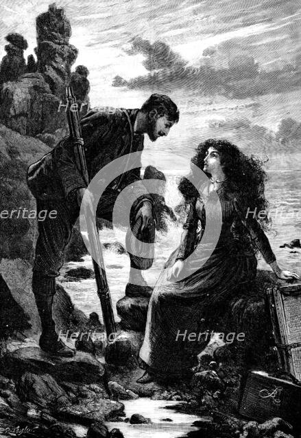 He stooped slightly, as if he would have kissed her forehead, 1890. Creator: R. Taylor.