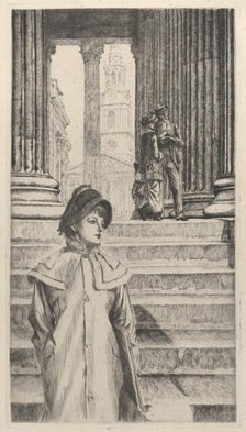 The Portico of the National Gallery, London, 1878. Creator: James Tissot.