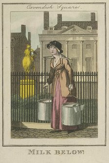 'Milk Below!', Cries of London, 1804. Artist: Anon