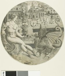 The Naked Woman and the Dragon, 1553. Creator: Allaert Claesz.