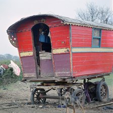 Caravan of the Vincent family, gipsies, Charlwood, Newdigate area, Surrey, 1964.