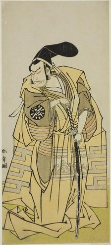 The Actor Nakamura Nakazo I as Kudo Suketsune (?) in the Play Iro Moyo Aoyagi Soga (?)..., c. 1775. Creator: Shunsho.