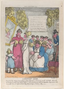 A Bonnet Shop, May 15, 1810., May 15, 1810. Creator: Thomas Rowlandson.