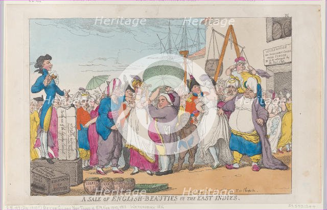 A Sale of English-Beauties in the East Indies, [May 10, 1811], reprint., [May 10, 1811], reprint. Creator: Thomas Rowlandson.