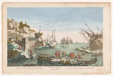 View of a harbour with a shipyard in Morocco, 1745-1775. Creator: Anon.