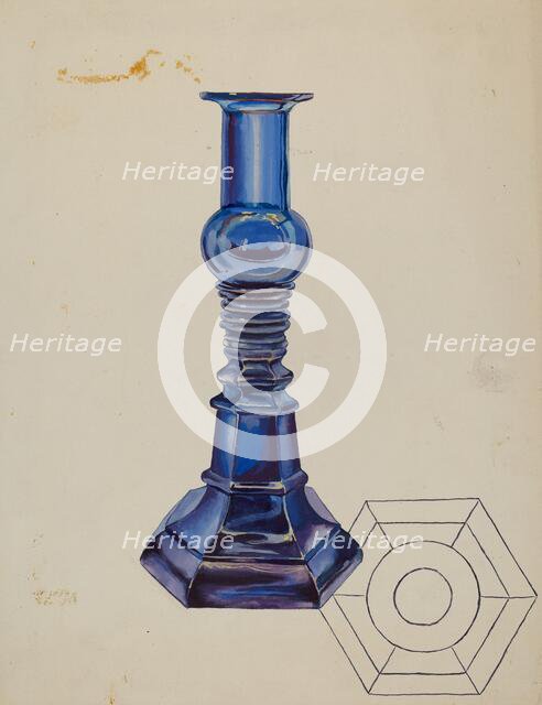 Glass Candlestick, c. 1936. Creator: Roberta Elvis.