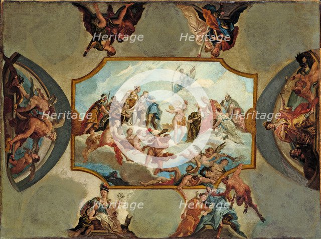 Reverence to Johann Wilhelm, Elector Palatine. Design for a Ceiling Painting for Bensberg Castle, 1709. Artist: Bellucci, Antonio (1654-1726)