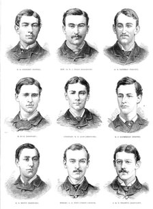 The Universities' Boat-Race: the Oxford crew, 1881.  Creator: Unknown.