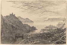 View of a Bay from a Hillside (Amalfi), 1884/1885. Creator: Edward Lear.