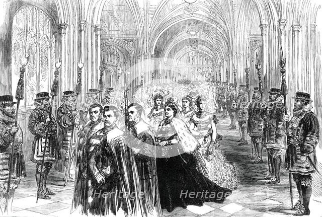 The Queen Opening Parliament: Procession in the Peers' Corridor, 1876. Creator: Unknown.