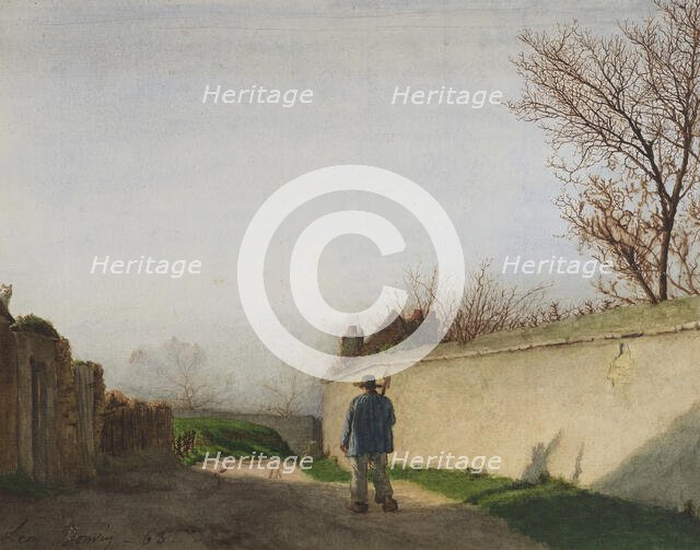 Country Road with Peasant, 1863. Creator: Leon Bonvin.