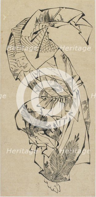 Male dancer, Manzai, late 18th-early 19th century. Creator: Hokusai.