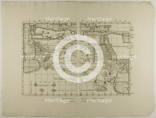 Map of Libya, the Middle East and North Africa, 1478, reprinted 1889. Creator: Unknown.