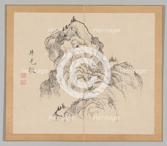 Double Album of Landscape Studies after Ikeno Taiga, Volume 1 (leaf 16), 18th century. Creator: Aoki Shukuya (Japanese, 1789).