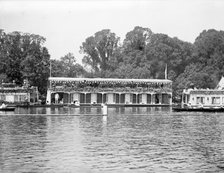 Houseboats on the river during the Henley Regatta, Henley-on-Thames, Oxfordshire, c1860-c1920. Artist: Henry Taunt