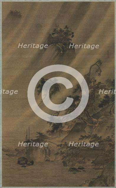 River Village in a Rainstorm, c. 1480-1507. Creator: Lu Wenying (Chinese).