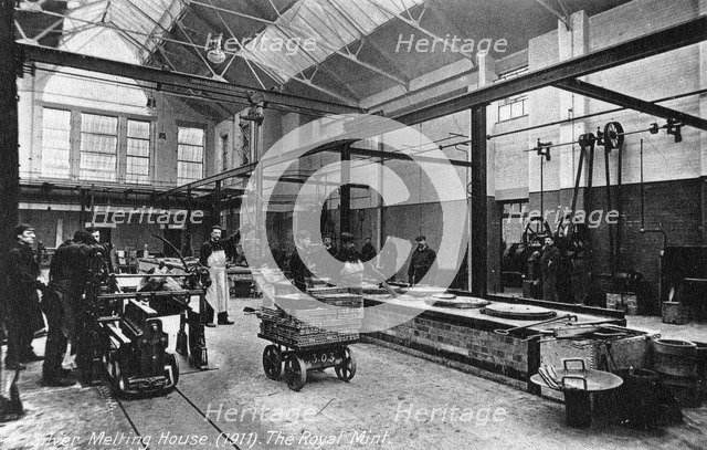 Silver Melting House, the Royal Mint, Tower Hill, London, 1911. Artist: Unknown