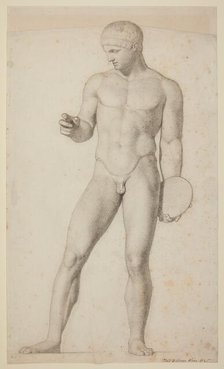 Study of a 'Discobolus' sculpture, 1845. Creator: Frederick Augustus Sandys.