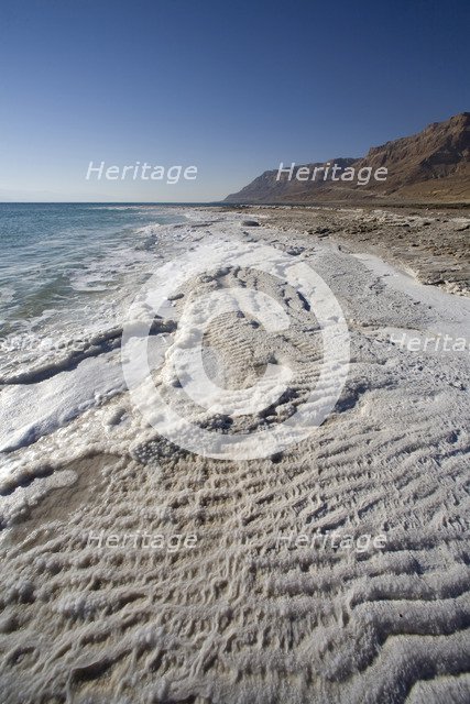 Salt on the shore of the Dead Sea, Israel. Artist: Samuel Magal