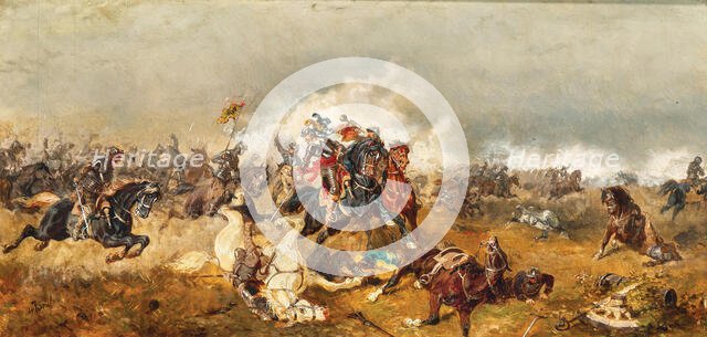 General Gottfried Heinrich Graf zu Pappenheim (1594-1632) in the Battle of Lützen on Nov 16, 1632. Creator: Bensa, Alexander von (1820-1902).