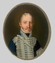 Portrait of a nobleman in a black fur coat, c1815. Creator: Jozef Czauczik.