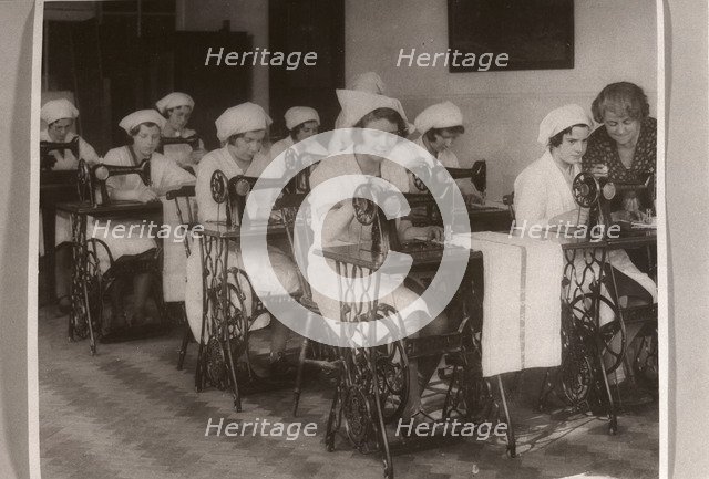 Girls in sewing class, Rowntree factory, York, Yorkshire, 1932. Artist: Unknown