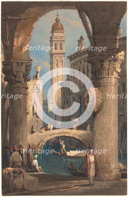 San Giorgio dei Greci, Seen from an Arcade, 1824/1829. Creator: Samuel Prout.