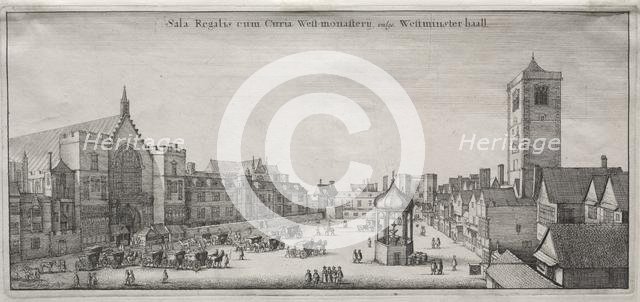 View of London: New Palace Yard with Westminster Hall, and the Clock House, 1647. Creator: Wenceslaus Hollar (Bohemian, 1607-1677).