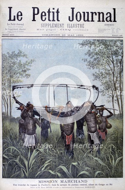 The Marchand Mission travelling from the Congo to the Nile, 1899.  Artist: Henri Meyer