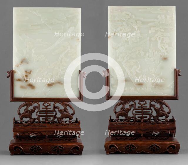 Pair of table screens, 19th century. Creator: Unknown.