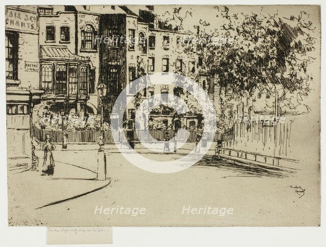 The Corner of Cheyne Walk, Chelsea, 1888-89. Creator: Theodore Roussel.