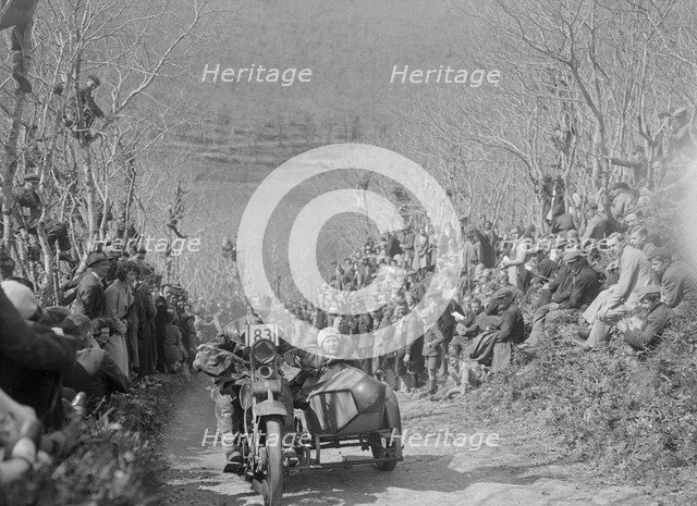 Harley-Davidson of RW Praill, MCC Lands End Trial, Hustyn Hill, Wadebridge, Cornwall, 1933. Artist: Bill Brunell.