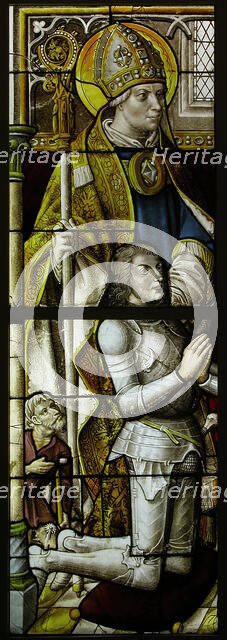 Stained Glass Panel with a Knight and His Patron Saint, German, ca. 1505-08. Creator: Unknown.