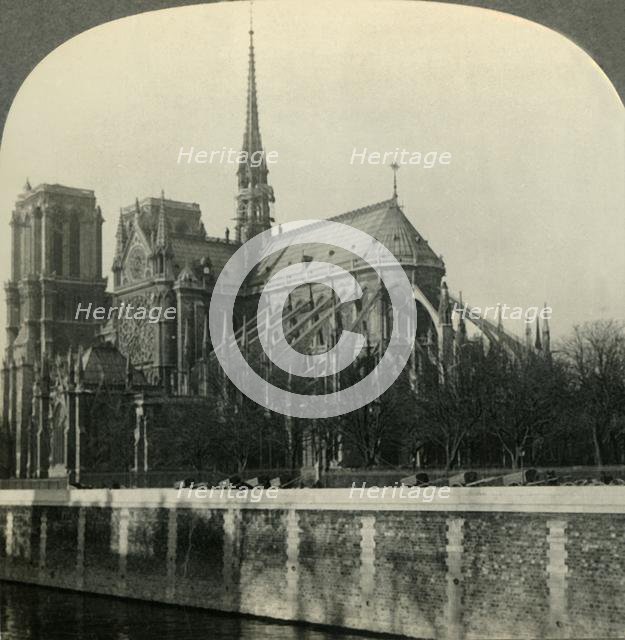 'Cathedral of Notre Dame, Showing Flying Buttresses, Paris, France', c1930s. Creator: Unknown.