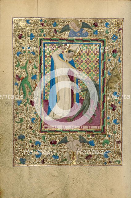 Saint Eligius Overpowering a Devil; Book of Hours, about 1460. Creator: Unknown.