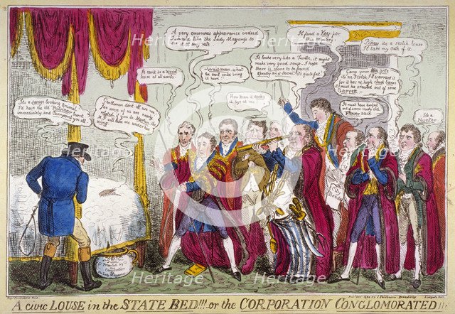 'A civic louse in the state bed!!!, or the Corporation conglomorated!!', 1824. Artist: Isaac Robert Cruikshank
