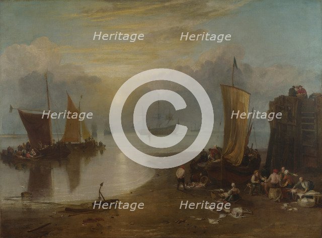 Sun rising through Vapour. Fishermen cleaning and selling Fish, 1804-1806. Artist: Turner, Joseph Mallord William (1775-1851)