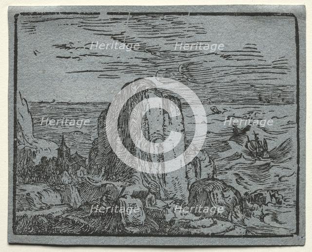 From a set of 4 Landscapes: No.4- Cliff on the Seashore. Creator: Hendrick Goltzius (Dutch, 1558-1617).