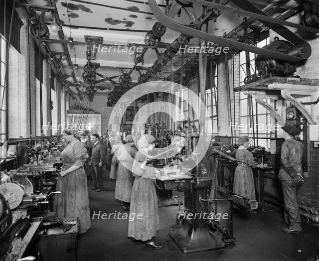 The Birmingham Small Arms factory, Small Heath, Birmingham, February 1917. Artist: Adolph Augustus Boucher.