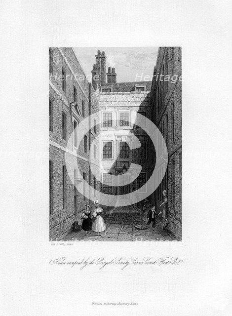 House occupied by the Royal Society, Crane Court, Fleet Street, 1678-1760, (1840). Artist: C J Smith