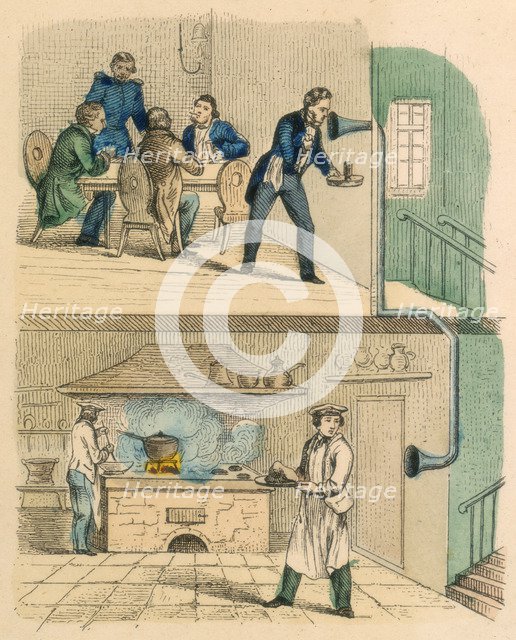 Communication by speaking tube, c1850. Artist: Unknown