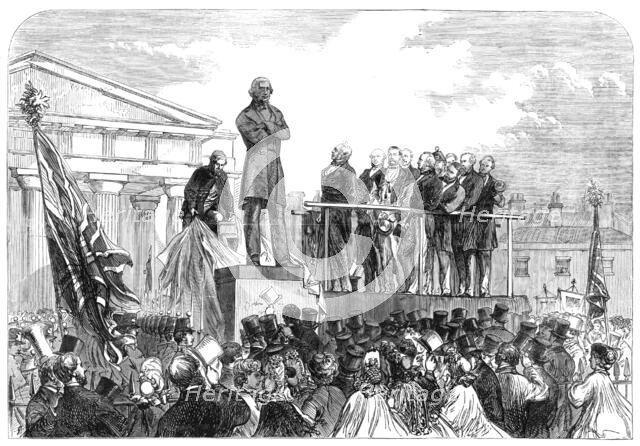Lord Palmerston inaugurating the statue of the late Sir G. C. Lewis at Hereford, 1864. Creator: Unknown.