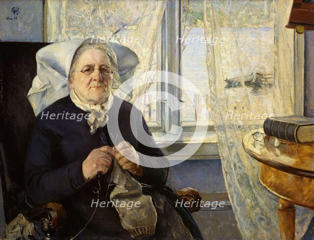 Portrait of "Mor Utne", 1888. Creator: Eilif Peterssen.