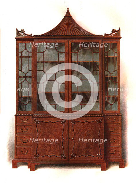 Mahogany china cabinet, 1906. Artist: Shirley Slocombe.