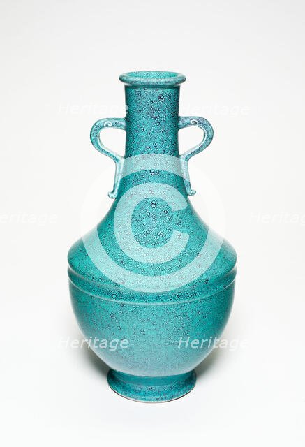 Baluster-Shaped Vase with Loop Handles, Qing dynasty, Qianlong reign mark and period (1736-1795). Creator: Unknown.
