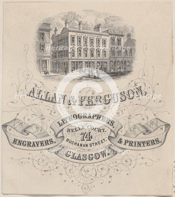 Trade Card for Allan & Ferguson, Engravers, Lithographers & Printers, 19th century., 19th century. Creator: Anon.
